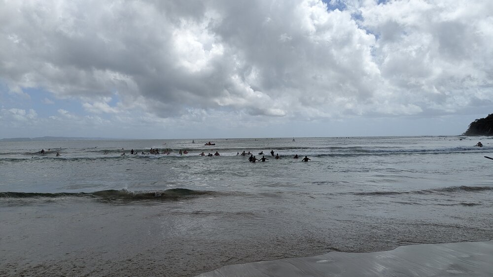 Competitors and spectators, Noosa Summer Swim Festival, Noosa Main Beach, Noosa Heads, 23 February 2025