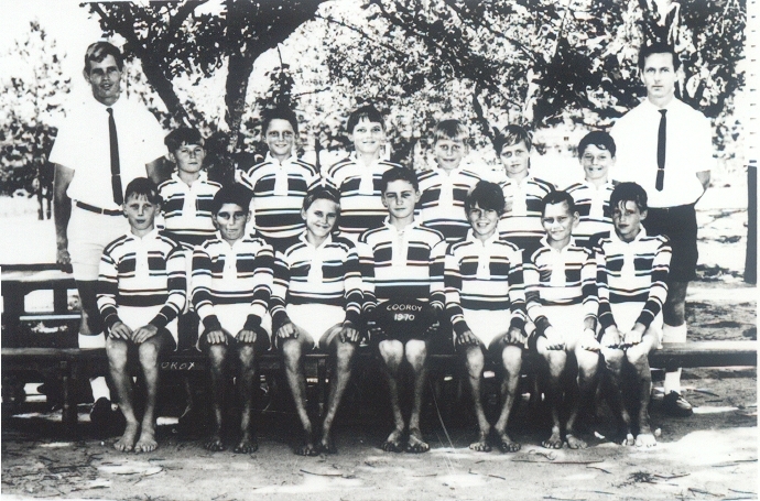 Group photo, Football Team, Cooroy State School, Cooroy, 1970