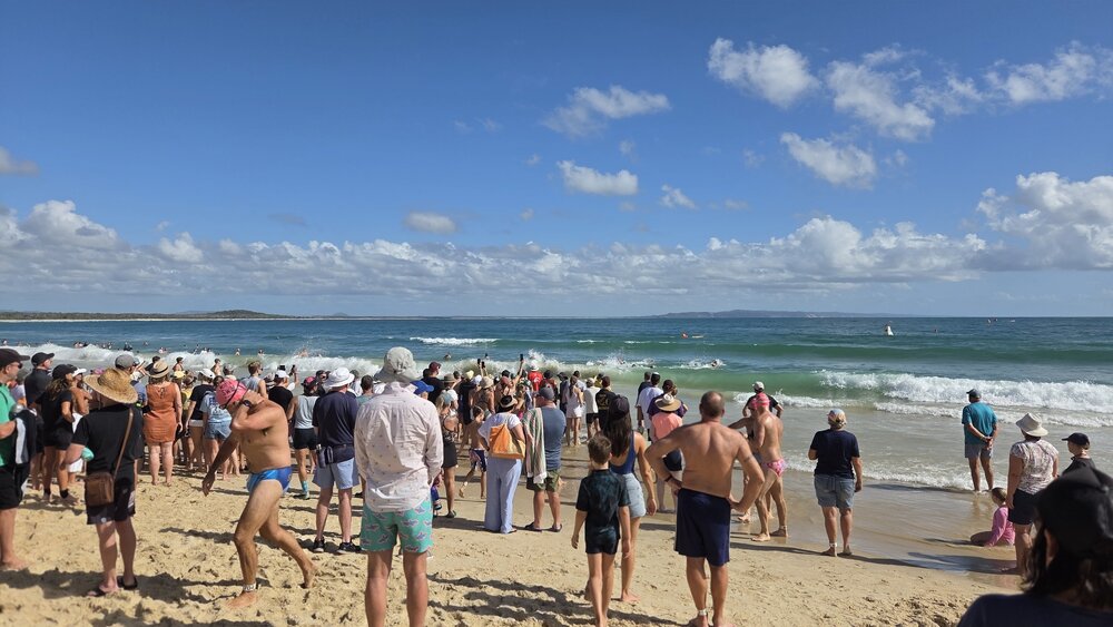 Competitors and spectators, Noosa Summer Swim Festival, Noosa Main Beach, Noosa Heads, 22 February 2026
