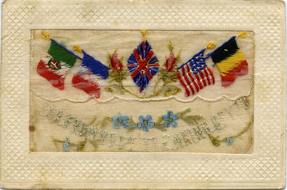 'Far from you but thinking of you,' Embroided Postcard, Noosa's War Front Exhibition, Noosaville Library, Noosaville, 20 November 2015