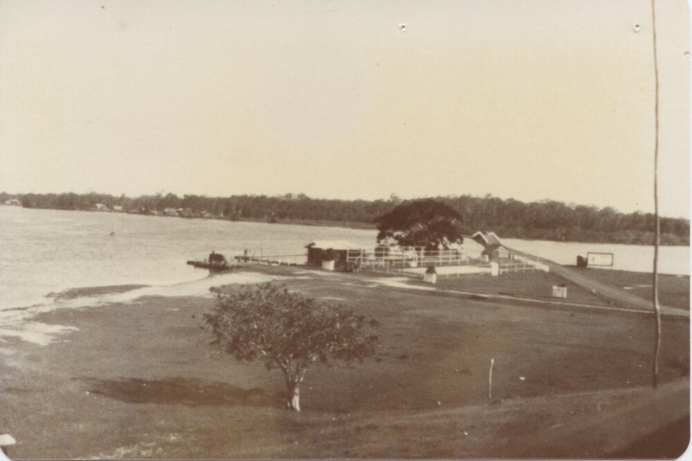 Doonella Bridge, tennis courts and baths, Tewantin, ca 1930