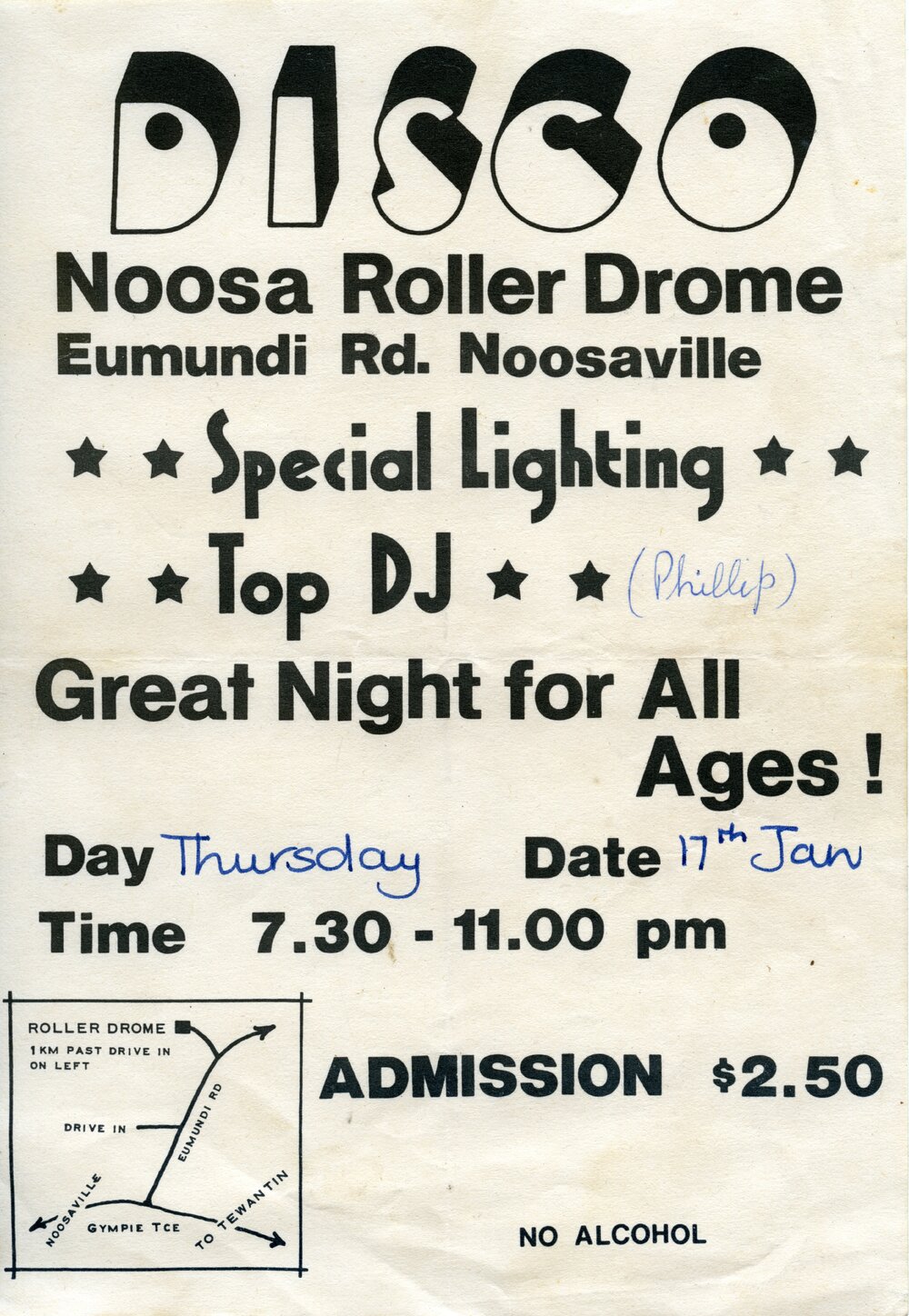 Poster, Disco, Noosa Rollerdrome, Eumundi Road, Noosaville, 17 January