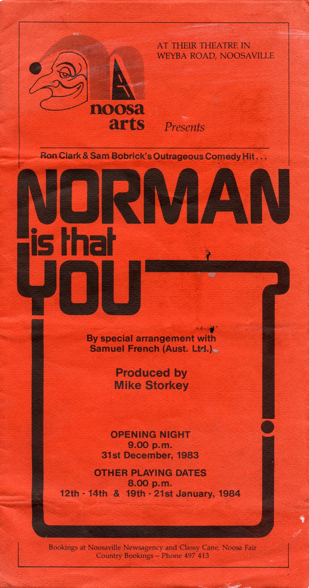 Program for 'Norman is that You?', Noosa Arts Theatre, Weyba Road, Noosaville, 31 December 1983