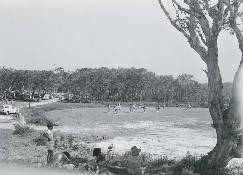 Girls netball match, Peregian Beach Recreation Area, Peregian Beach, 31 October 1965
