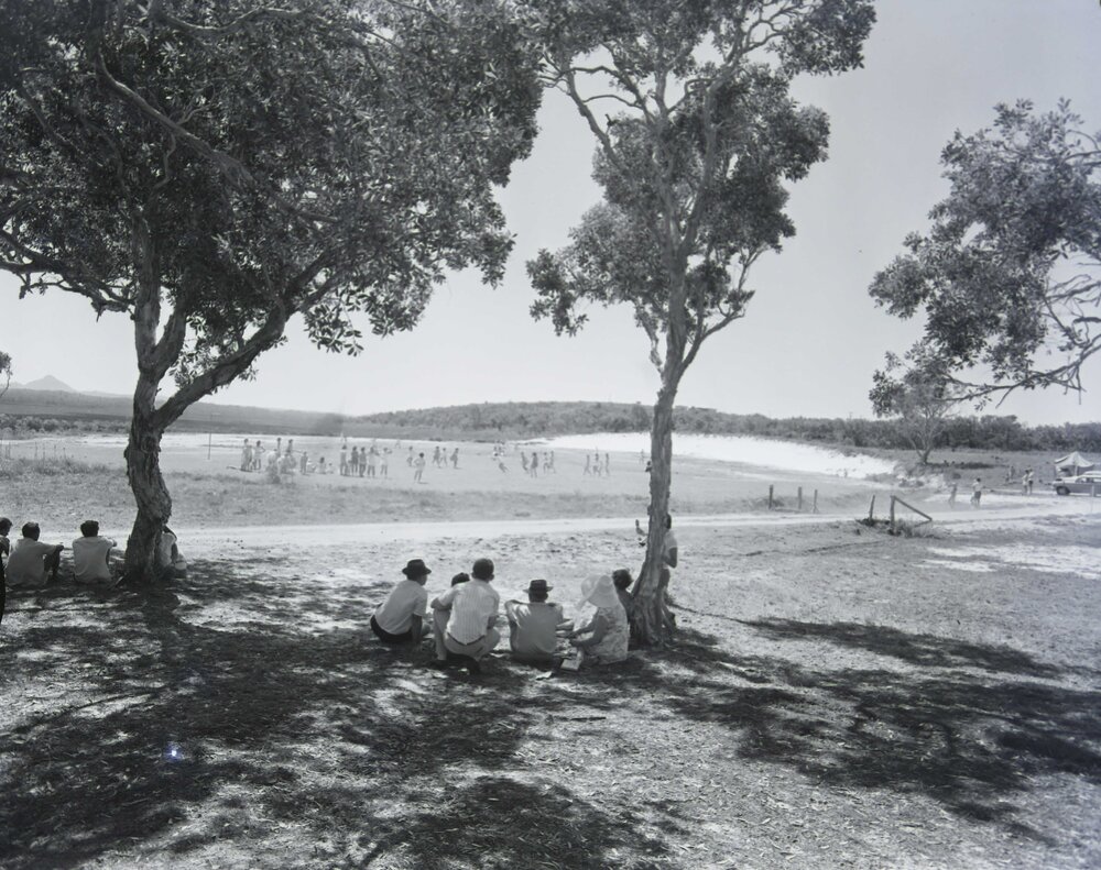 Girls netball match, Peregian Beach Recreation Area, Peregian Beach, 31 October 1965