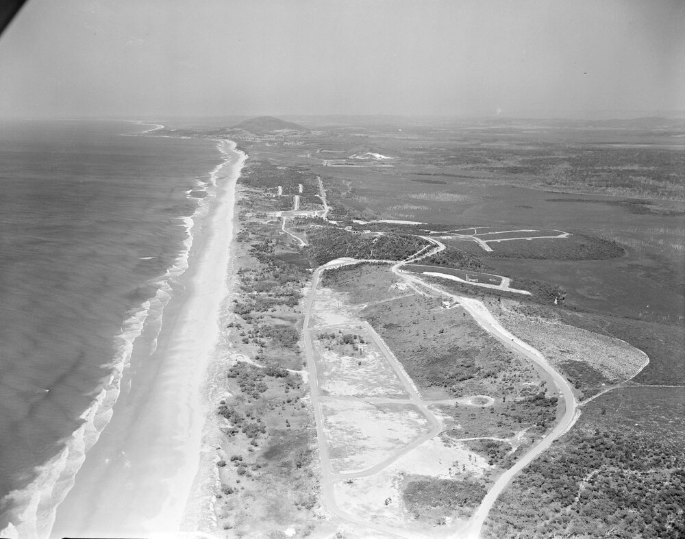 Aerial view, Peregian Village square, Peregian Beach, ca 1963