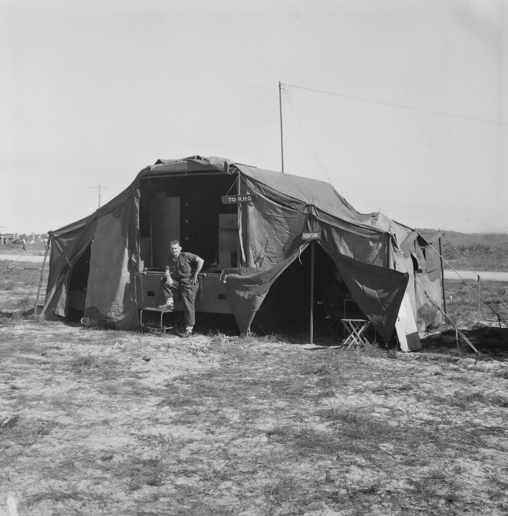 Adjutant quarters, military exercises, Sunshine Beach region, 1951