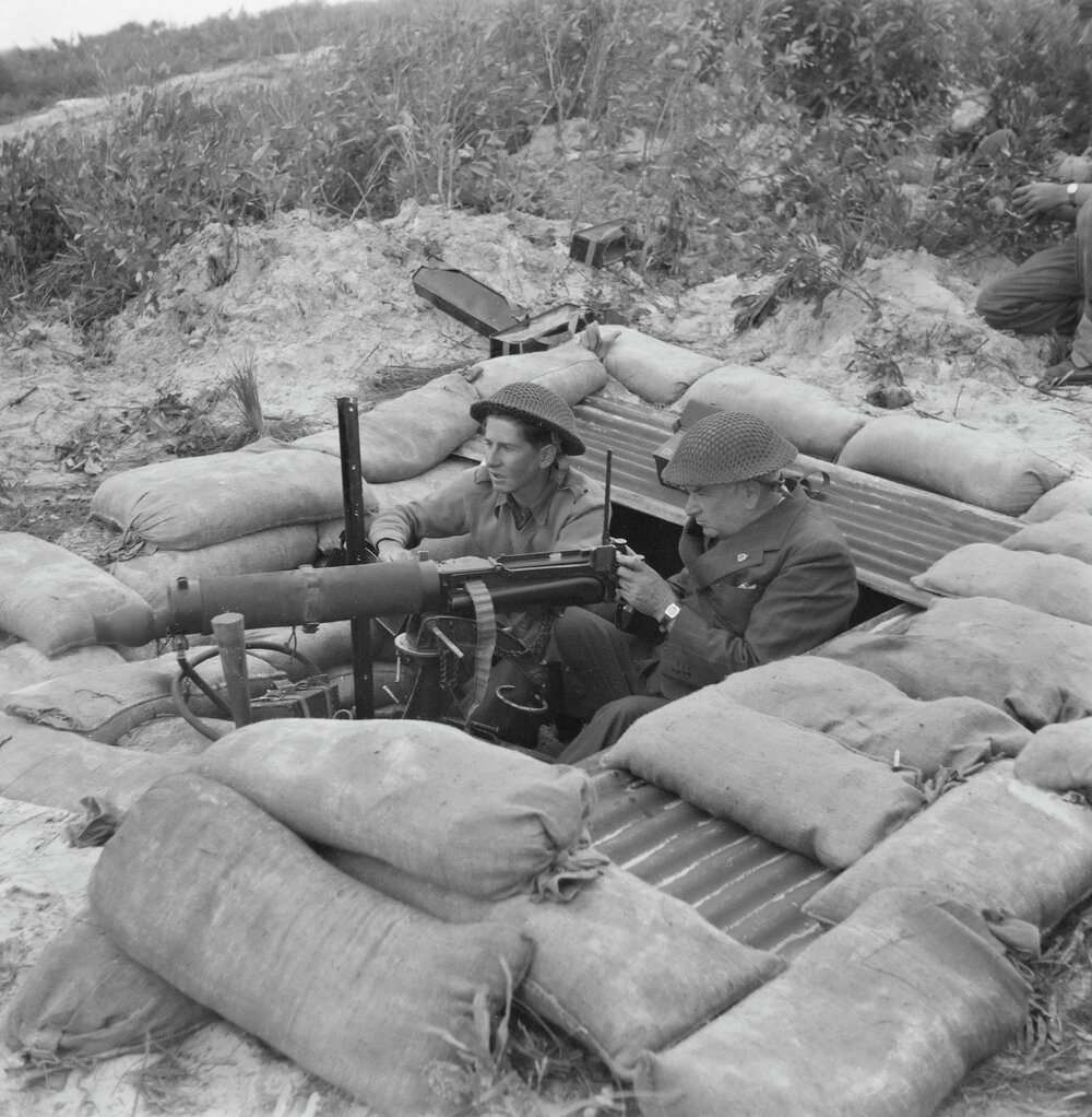 Artillery unit, military exercises, Sunshine Beach region, 1951