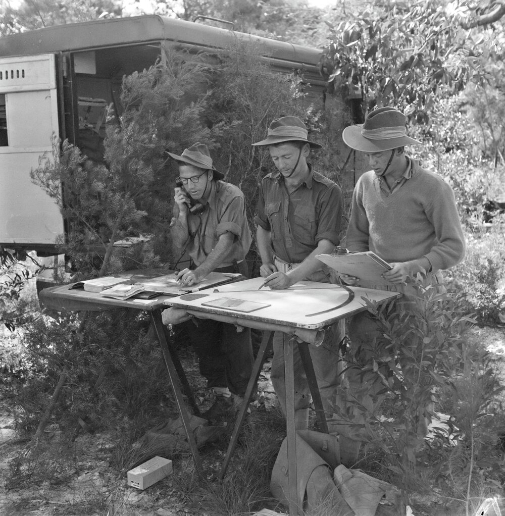 Strategic planning, military exercises, Sunshine Beach region, 1951