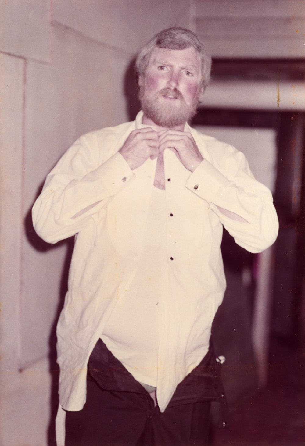 Charles Elliott in costume for 'Blithe Spirit', Majestic Theatre, Pomona, 1980s