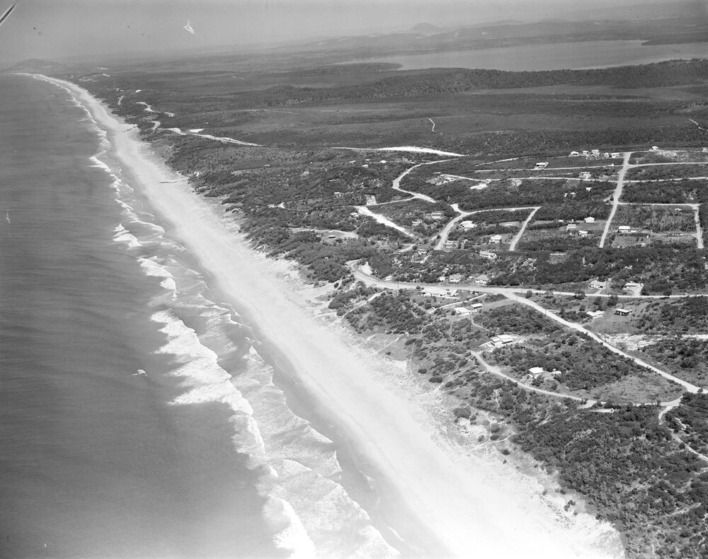 Aerial view dwelling, 'Pacific Lodge,' Sunshine Beach, 1966
