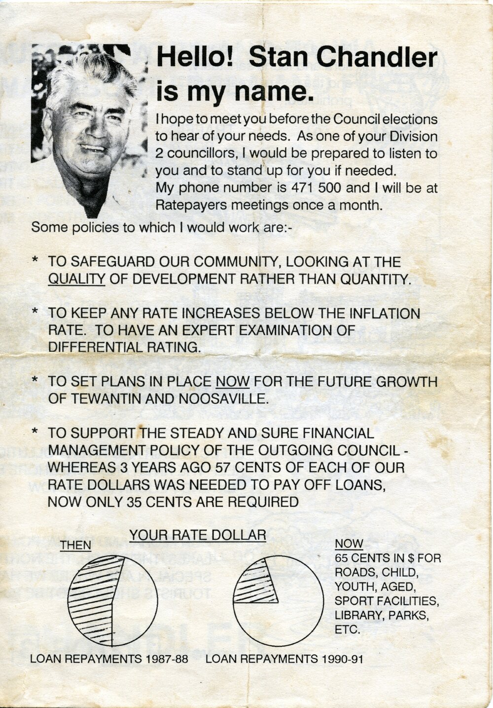 Stan Chandler, How-to-Vote Card, local government election, Noosa Council, Tewantin, 23 March 1996