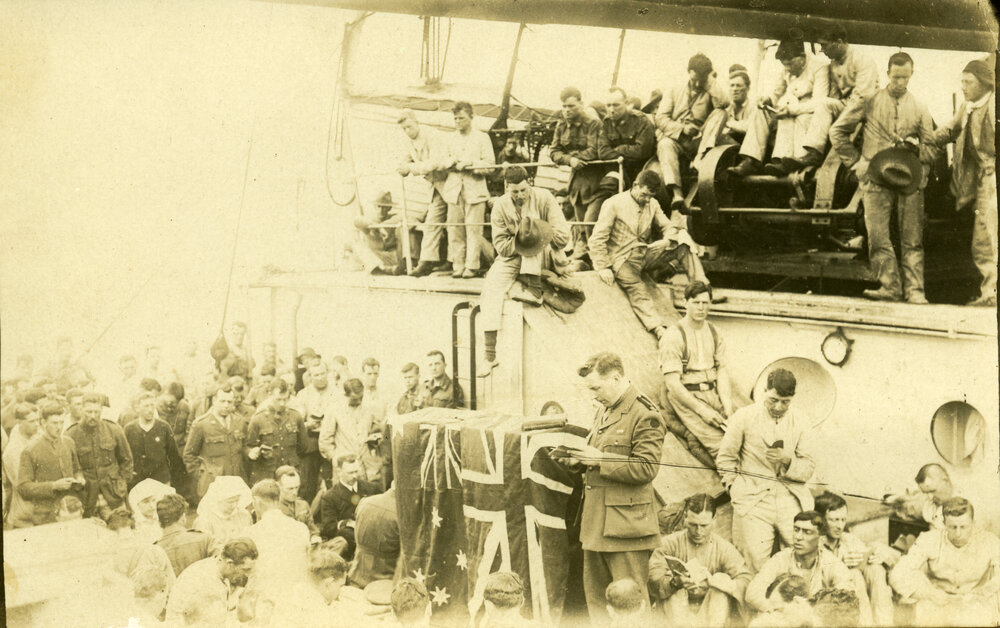 Church service, onboard HMAT Medic, World War I