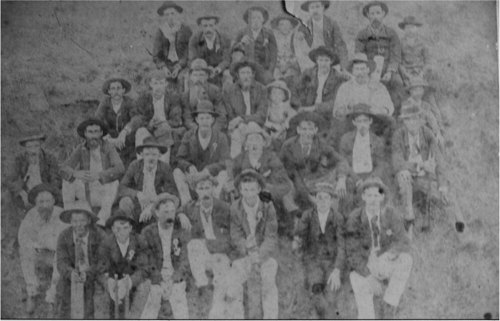 Informal portrait, Pomona Cricket Team and opposition, Pomona, pre 1912