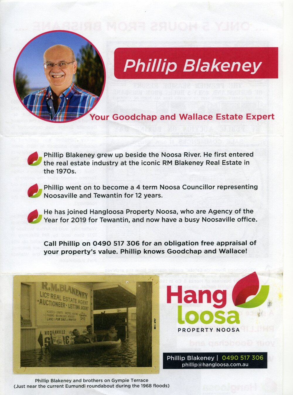 Marketing flyer, Phillip Blakeney and Hangloosa Property, Noosa Heads, ca 2020