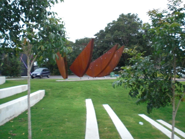 'Bunya' sculpture, prior to opening, Cooroy Library, 9 Maple Street, Cooroy, 20 May 2010