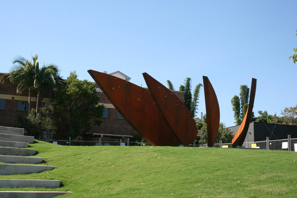 'Bunya' sculpture, prior to opening, Cooroy Library, 9 Maple Street, Cooroy, 30 April 2010