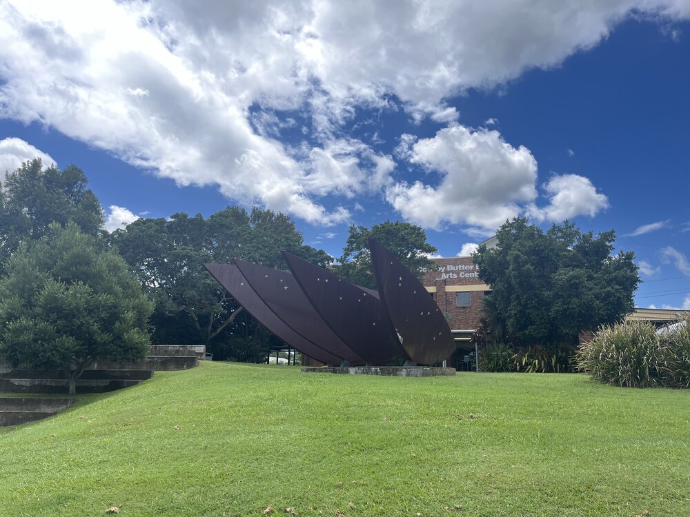 'Bunya' sculpture, Cooroy Library, 9 Maple Street, Cooroy, 27 February 2024
