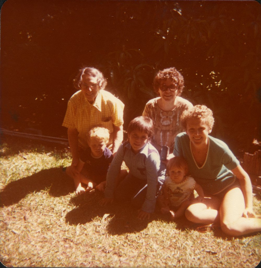 Olive and Emma Freeman (back l-r), Christopher, unknown, Peter Clement, Kate and Carol Phillips (front l-r), Noosa Heads