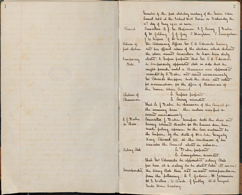 Noosa Shire Council Meeting Minutes 1910_05_11 Annual Statutory Meeting