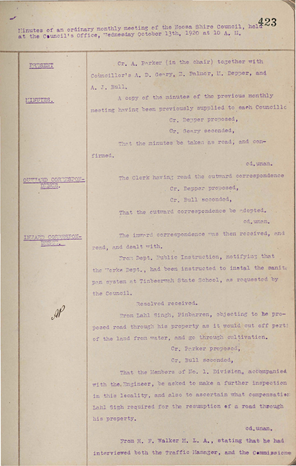 Noosa Shire Council Meeting Minutes 1920_10_13 Ordinary Meeting