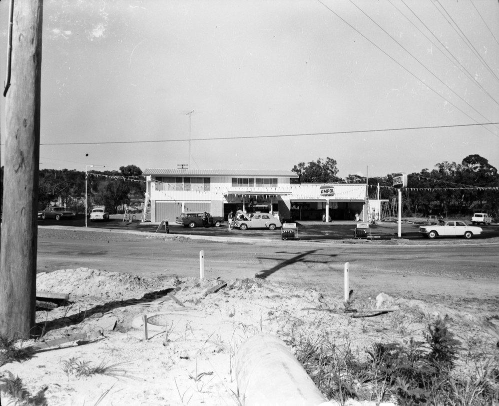 The Banksias Service Station and Caravan Park, cnr Noosa Drive and Sunshine Beach Road, Noosa Junction, 1970