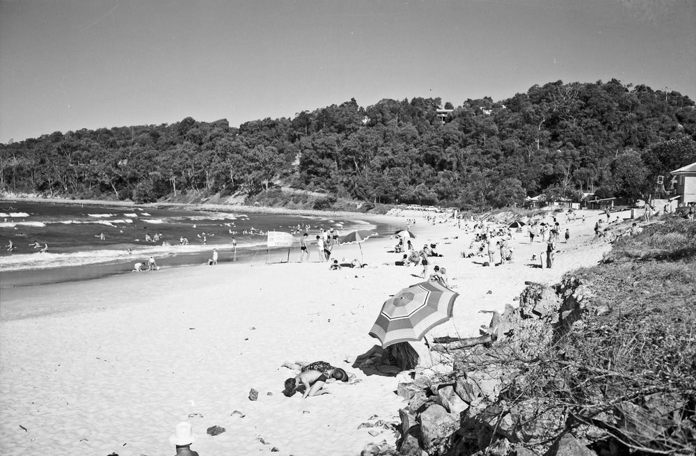 Beachgoers, Noosa Main Beach, Noosa Heads, 1970