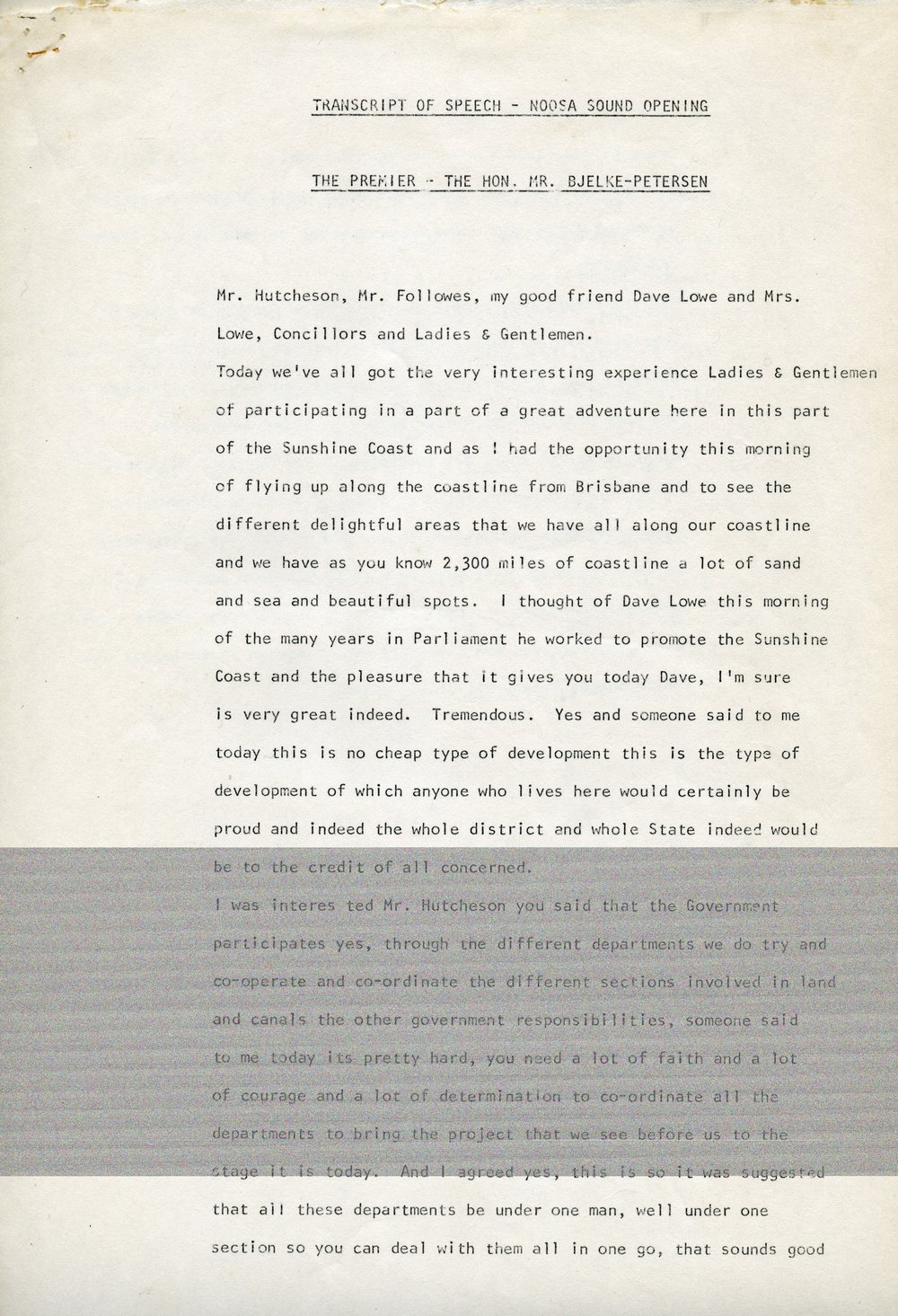 Transcript of speech by The Premier, The Hon. Mr Bjelke-Peterson, Noosa Sound Development, Official Opening, Noosa Heads, 17 December 1973