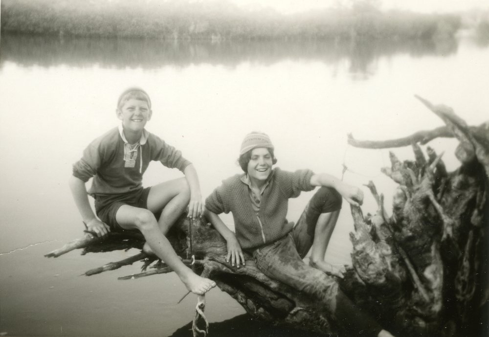 Gary and Wayne Grice (l-r), Weyba Creek, Noosaville, 1970