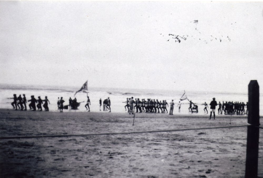 March past, Noosa Heads Life Saving and Surf Club, Noosa Main Beach, Noosa Heads, 1950s