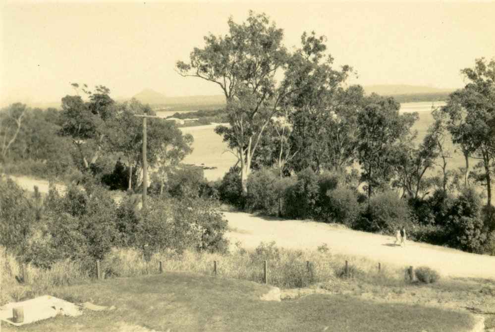 Views back to Noosa Main Beach, Park Road, Noosa Heads, 1953