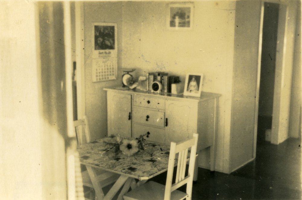 Dining room, 'Pinevale', Bayview Road, Noosa Heads, April 1955