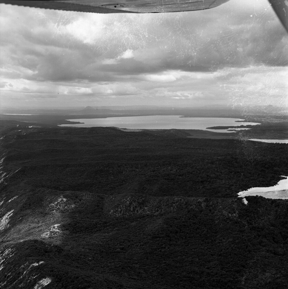 Aerial View, Noosa North Shore and Lake Cootharaba, 27 November 1970