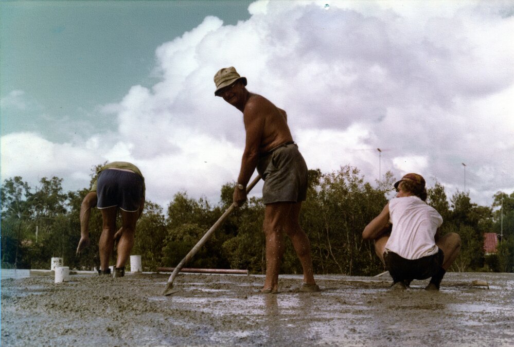 Harold Oakes (centre), Baptist Church Manse, 23 Koel Street, Noosaville, 3 April 1981