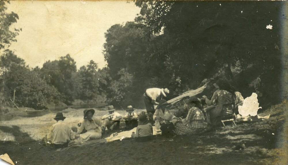 Picnic by the river, ca 1920s