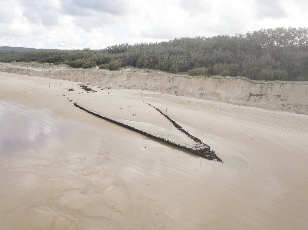 Remains of shipwreck, Cherry Venture, Teewah Beach, 18 May 2018