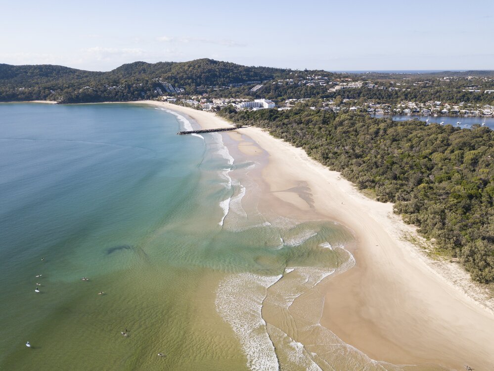 Drone view, Noosa Main Beach, Noosa Heads, 23 May 2018