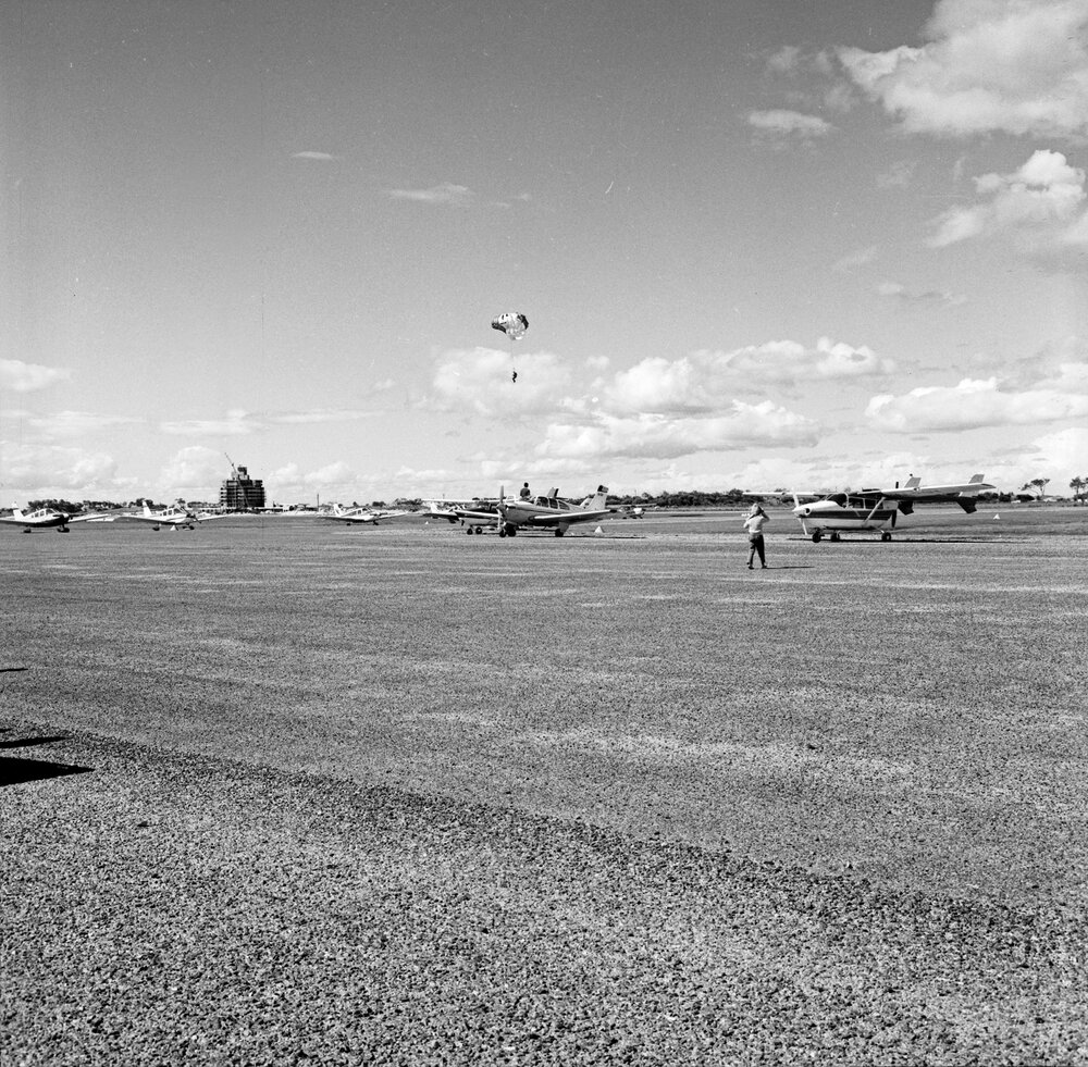 Ripcord Australia parachutists and aeroplanes, air pageant, Maroochy Airport, Marcoola, 5 September 1971
