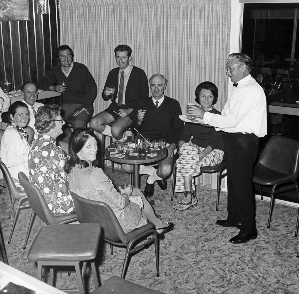 Patrons, cocktail bar, Noosa Heads Hotel Motel, 19 Noosa Drive, Noosa Heads, June 1972