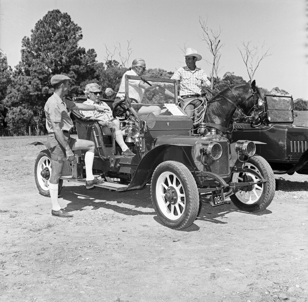 Two old forms of transport, Motorkana '72, Weyba Ranch, Sunset Drive, Noosa Heads, 10 September 1972