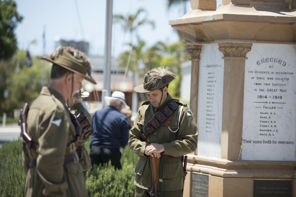 Guard Commander Tom Dawson and Trooper Mark Price, catafalque party, War Memorial, Remembrance Day, Tewantin, 11 November 2018