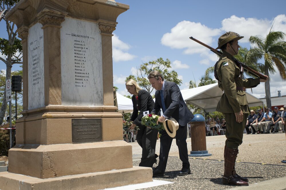 Sandy Bolton MP and Tony Wellington, Mayor, Noosa Shire Council, Remembrance Day, Tewantin, 11 November 2018