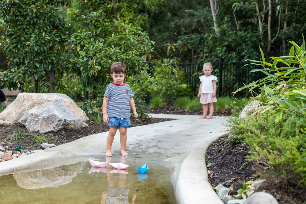 Origami boats, sensory water play, Hinterland Adventure Playground, Marara Street, Cooroy, 6 May 2022