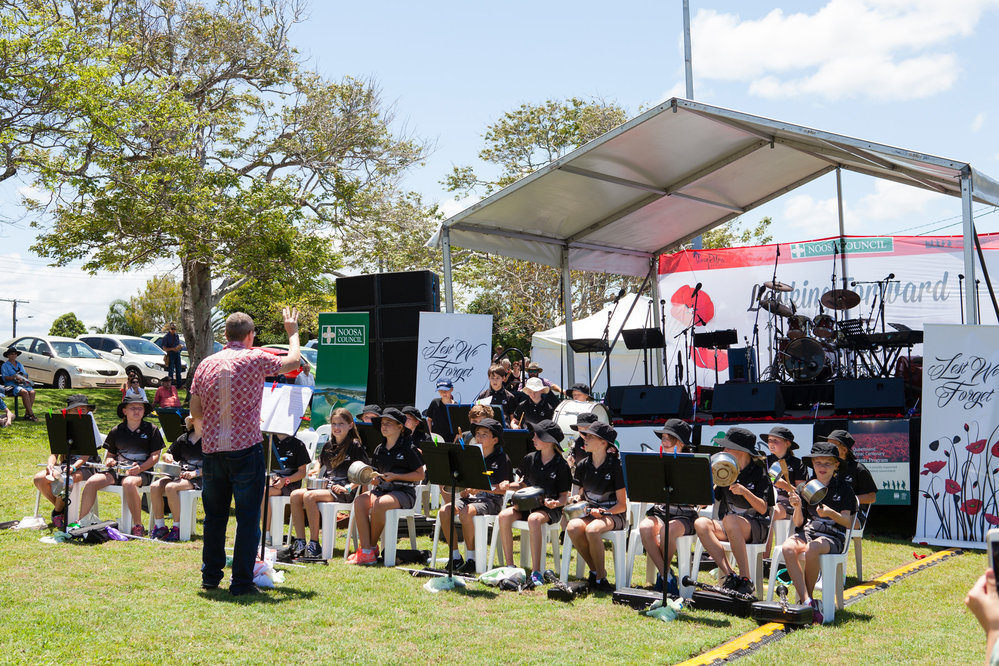Tewantin State School students, Remembrance Day, Looking Forward to Peace Event, Tewantin-Noosa RSL Memorial Park, Tewantin, 11 November 2018