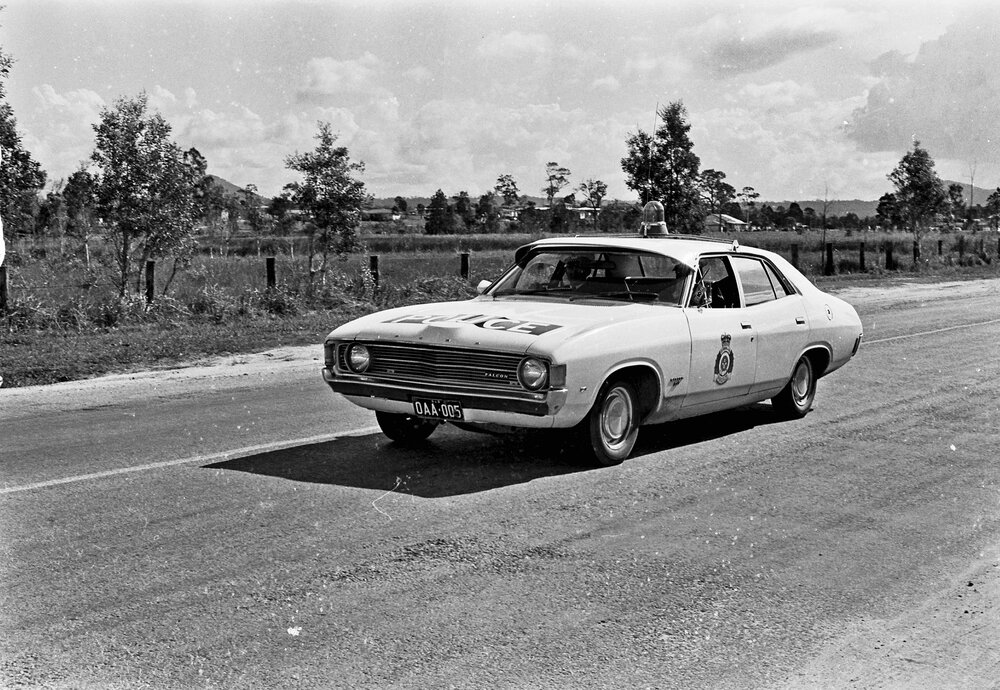 Police escort, Gala Procession, Festival of Waters, Tewantin,  26 August 1973