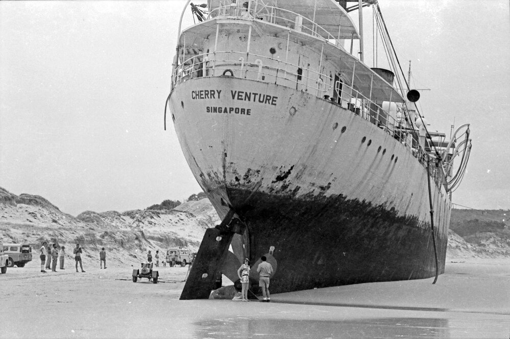 Cherry Venture, Teewah Beach, Noosa North Shore, 1973