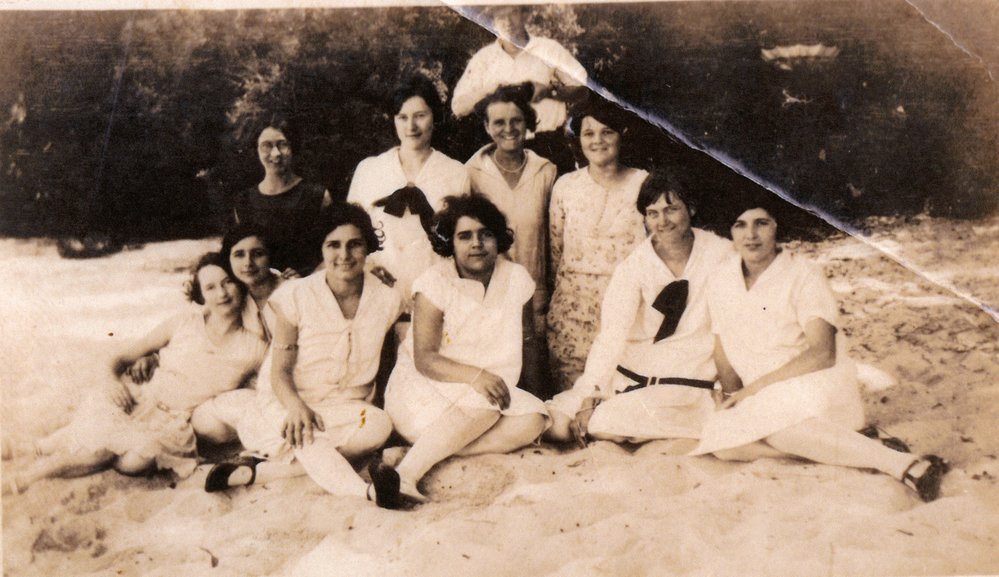 Family group, Main Beach, Noosa Heads, ca 1930s