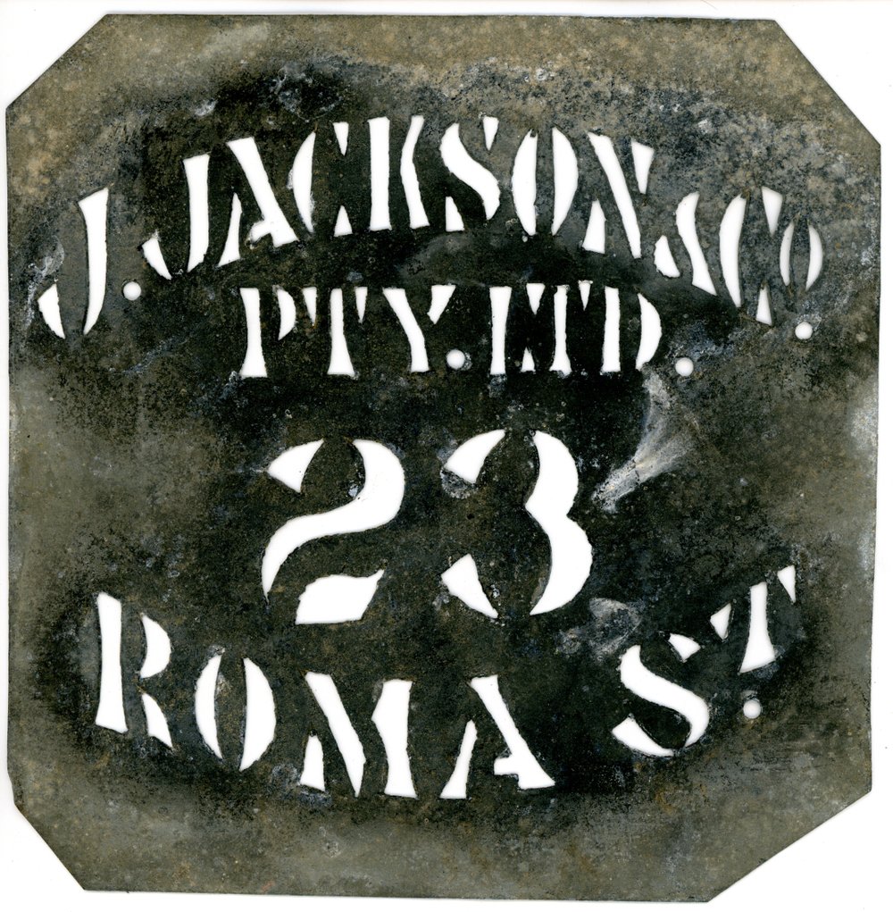 Arthur Wallace, produce crate stencil, Noosaville, ca 1950s