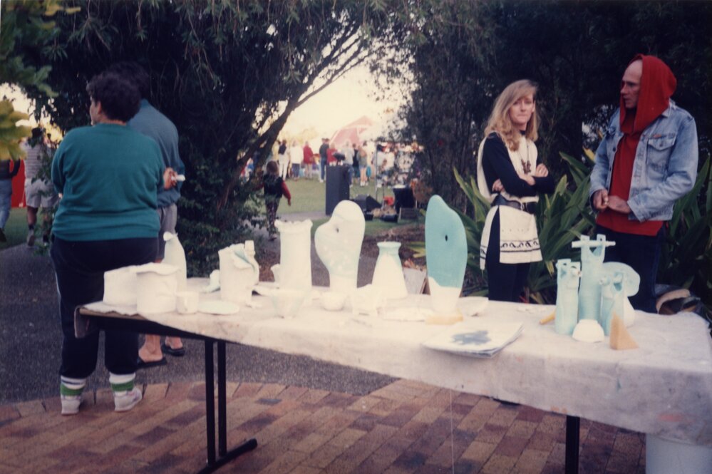 Pieces produced at Raku workshop, Aqueous Festival finale, outside Noosa Regional Gallery, Tewantin, 1993