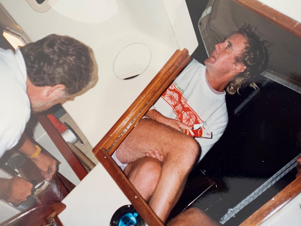 Denis 'Wombat' Walrave and John Glasgow, Noosaville, ca 1980s